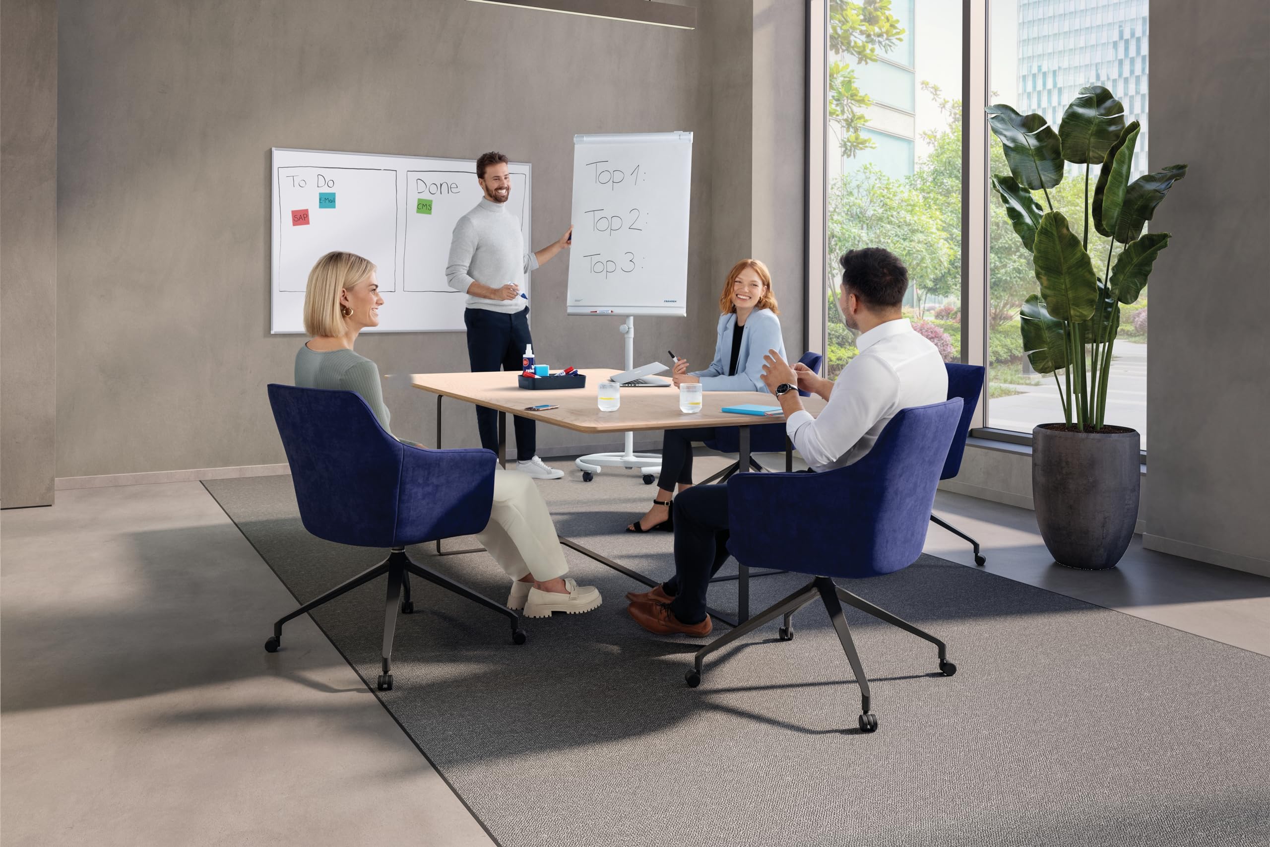 SC3002 White Plastic Coated Writing Board - 90 cm x 60 cm (Varnished Surface) - Dry Erase Whiteboard for Office, Classroom & Home Use
