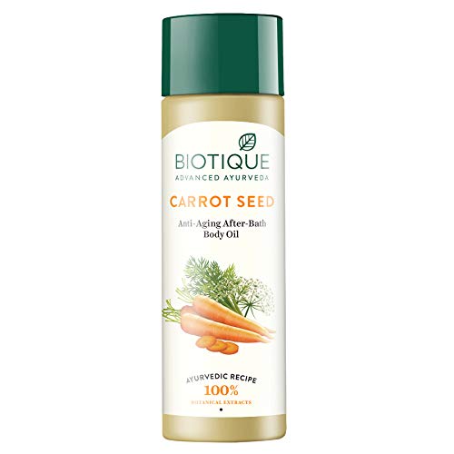 Biotique Bio Dandelion Visibly Ageless Serum 40ml & Bio Carrot Seed Anti-Aging Body Oil 120ml - Organic Skincare Set for Wrinkles & Youthful Glow | Perfect for Night Routine & Post-Shower Hydration