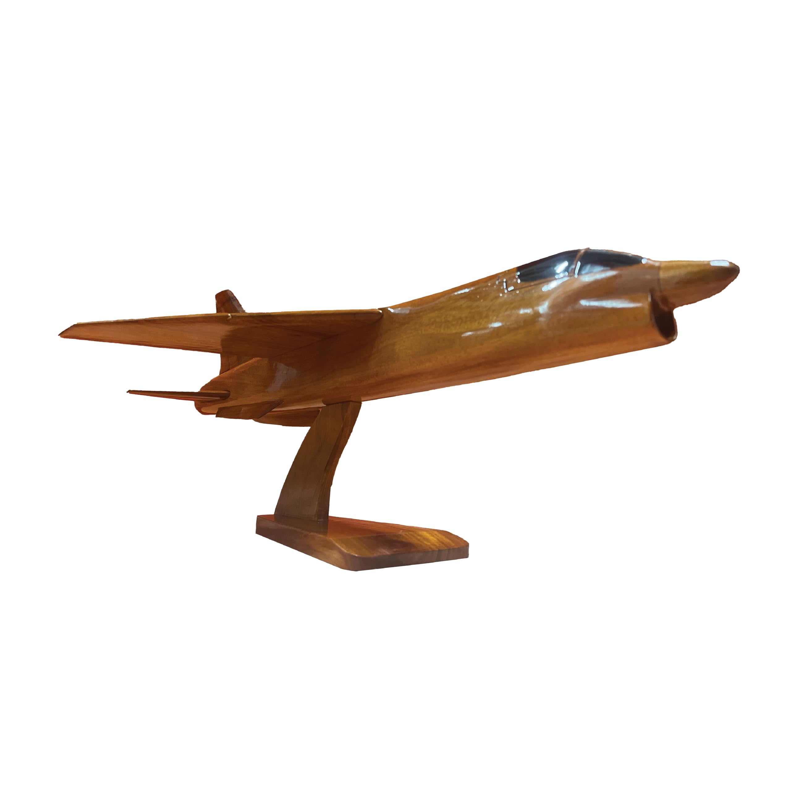 F8 Crusader Mahogany Wood Desktop Airplane Model - Handcrafted Military Aircraft Display for Office Decor, Aviation Enthusiast Gift & Home Decoration