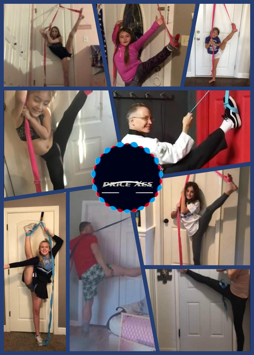 Adjustable Leg Stretch Strap with Door Anchor - Yoga, Ballet, Dance & Gymnastics Training Stretcher - Improve Flexibility for Home Workouts & Cheerleading Practice