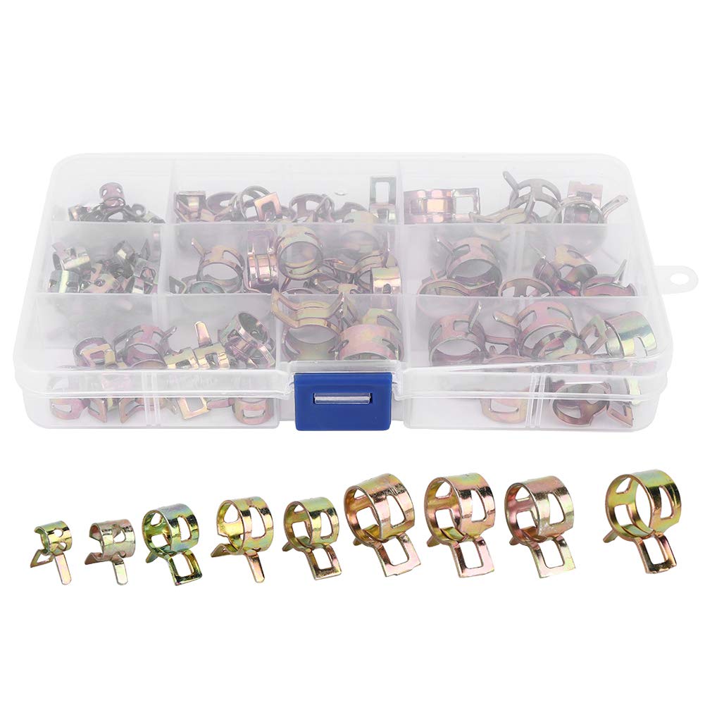 80PCs Heavy Duty Spring Clips - Stainless Steel Hose Clamps for Water Pipe, Air Hose, Silicone Hose & Fuel Line - Perfect for Plumbing, Automotive & DIY Projects