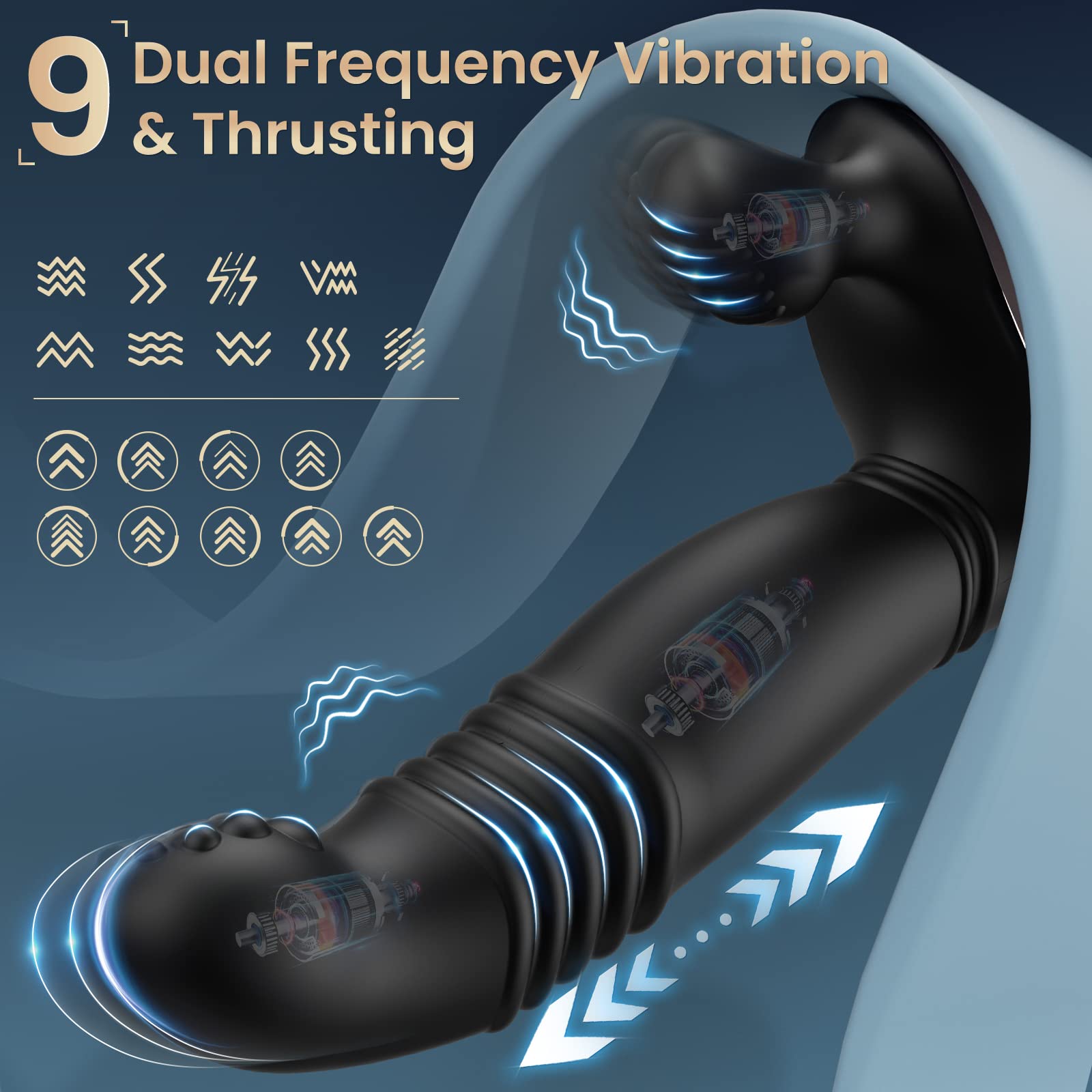 Powerful Thrusting Prostate Massager - 9 Vibration & Thrusting Modes, 3 Motors Anal Vibrator for Men & Women - G-Spot Stimulation, Couples Play - Perfect for Solo Pleasure & Intimate Moments
