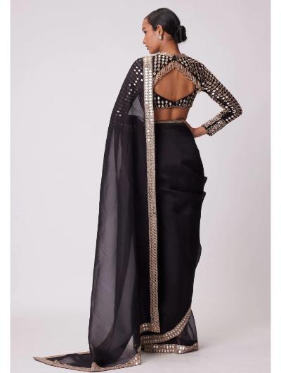 Elegant Black Rangoli Silk Embroidered Saree with Lace Border for Women | Traditional Indian Wedding & Party Wear | Perfect for Diwali, Festivals & Special Occasions