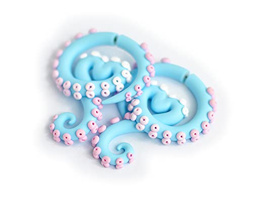 Pastel Goth Tentacle Earrings - Yami Kawaii Fake Gauge Ear Plugs for Menhera & Fairy Kei Style | Anime Octopus Ear Tapers for Cosplay, Gothic Fashion & Alternative Accessories