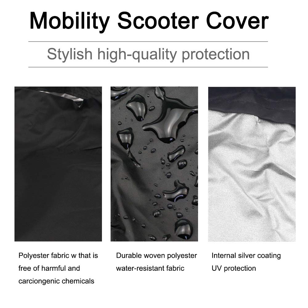 Dioche Heavy Duty Waterproof Mobility Scooter Cover - Oxford Material All-Weather Protection for 4 Wheel Power Scooters (74.8
