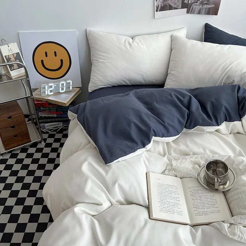 Pastel Double Sided Aesthetic Bedding Set - Soft & Breathable Comforter Cover with Pillowcases - Perfect for Teen Girls' Bedroom Decor & Cozy Sleep