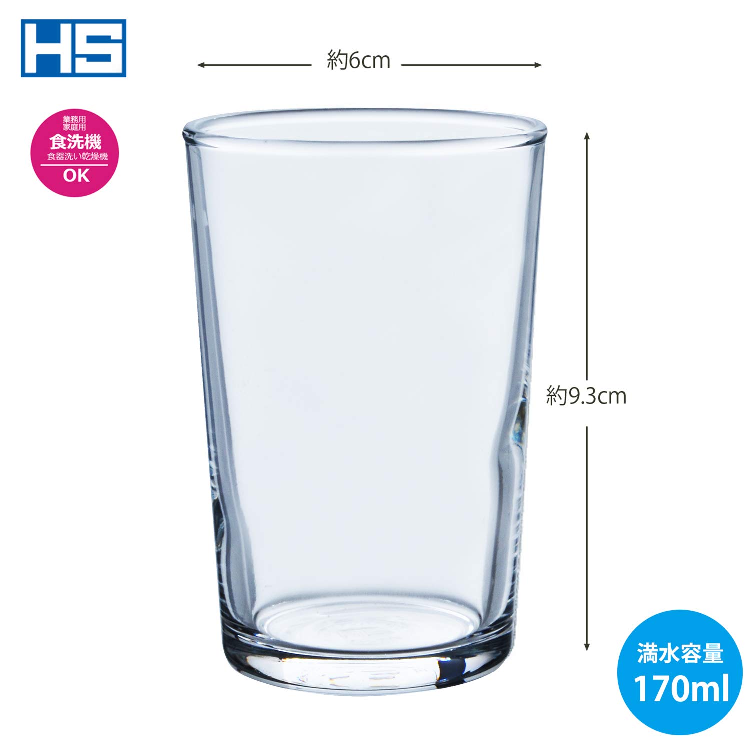 Toyo Sasaki Glass 01106HS 6.1 fl oz (170 ml) Shatter-Resistant Tumbler Set of 6 - Dishwasher Safe Japanese Glass Cups for Father's Day Gift, Iced Tea, Cocktails & Everyday Drinking