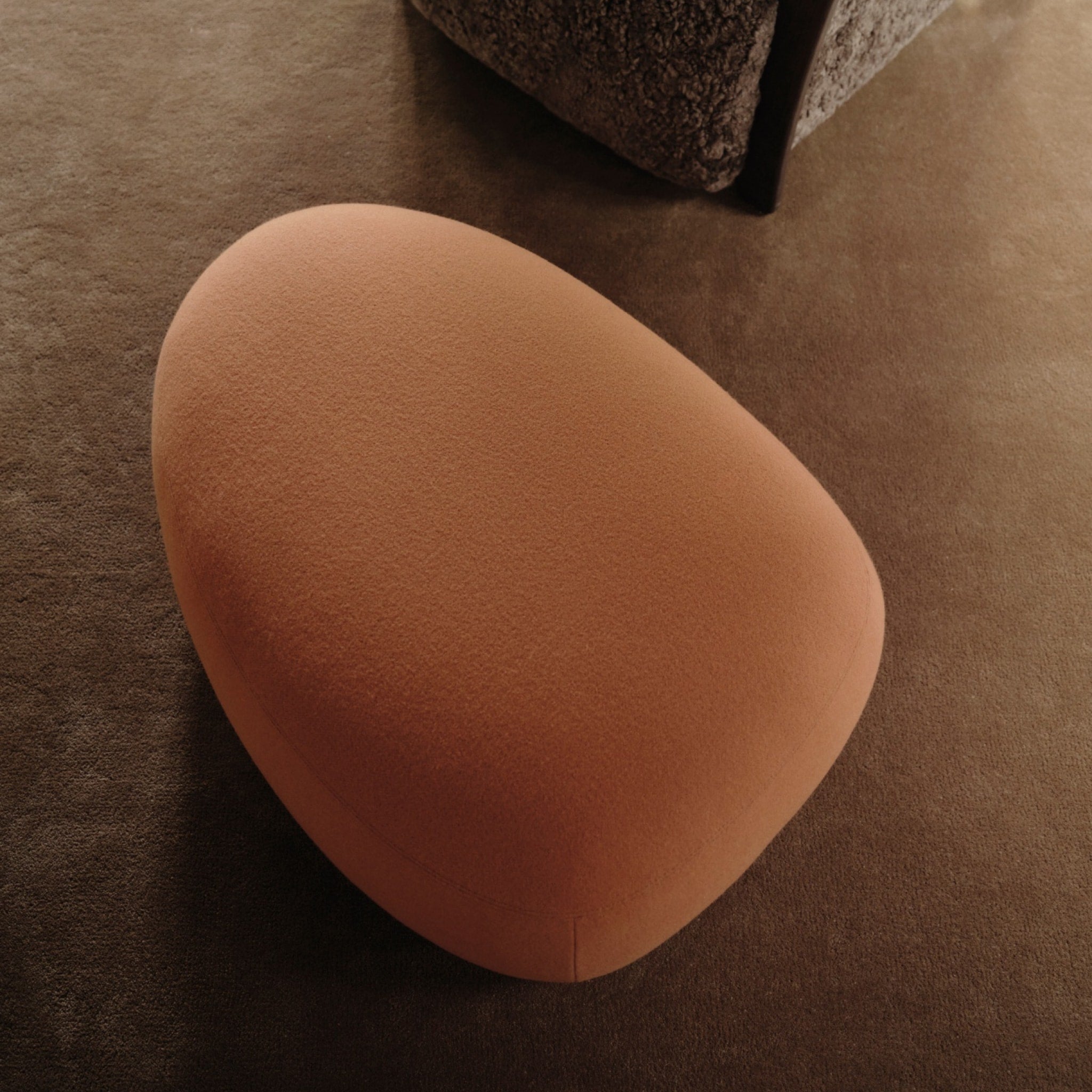 FERM LIVING Rico Lounger Pouf - Premium Tonus Fabric in Burnt Sienna | Modern Footstool & Lounge Chair Ottoman | Perfect for Living Room, Bedroom & Nursery Decor