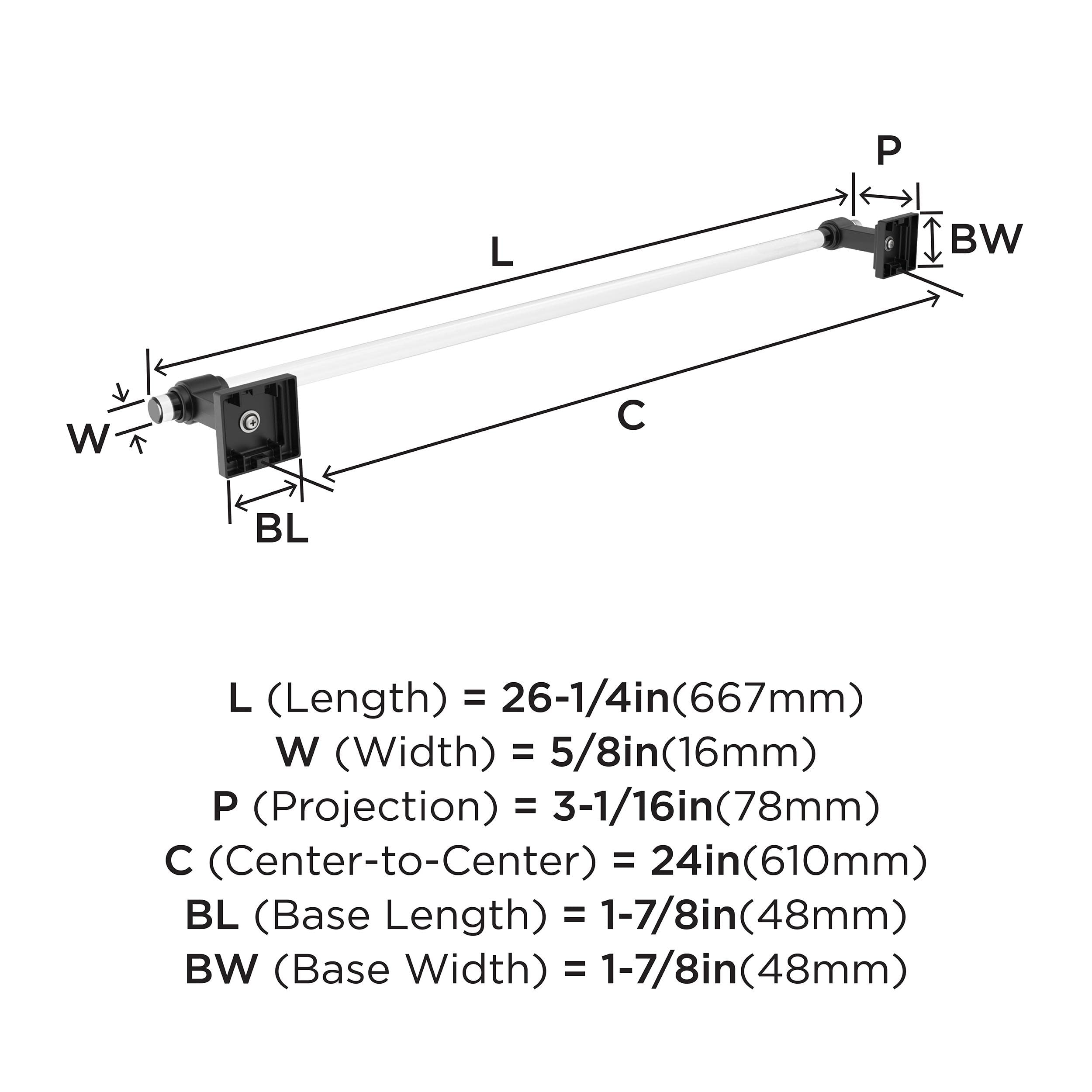 Amerock BH36064CMB 24-Inch Matte Black Towel Bar - Modern Bathroom Towel Holder for Showers & Powder Rooms - Durable Glacio Finish Bath Hardware & Accessories