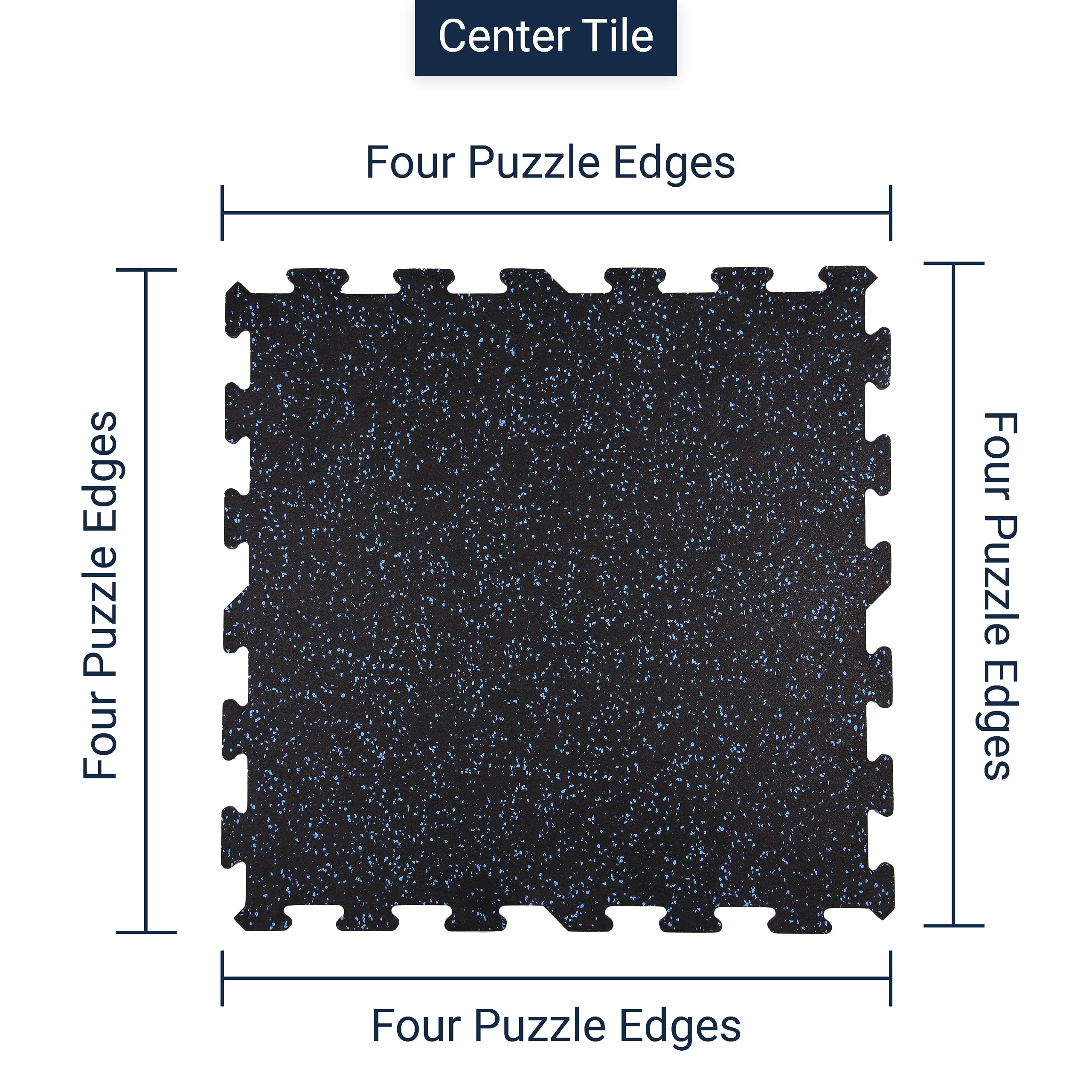 8mm Thick Interlocking Rubber Floor Tiles - 23x23 Inch Heavy Duty Gym Mats for Home Workouts, Exercise Equipment Protection & Fitness Room Flooring | Non-Slip, Durable Rubber Tiles for Home Gym, Garage Gym & Commercial Fitness Spaces