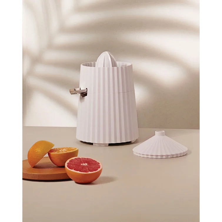 Alessi Plisse Electric Citrus Juicer - White | Automatic Orange & Lemon Squeezer for Fresh Juice | Perfect for Breakfast, Cocktails & Healthy Drinks