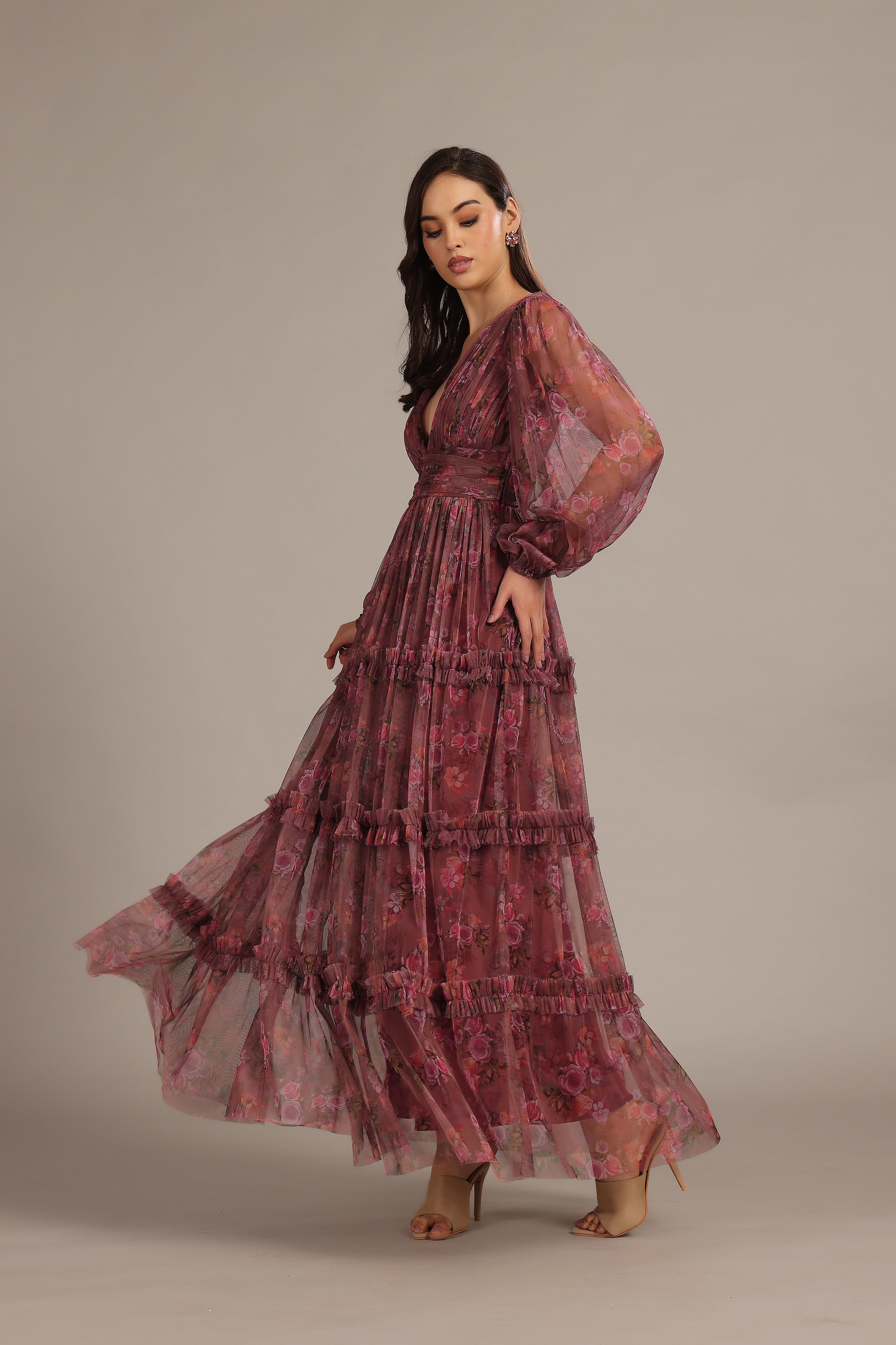 Lydia Women's Maxi Dress - Purple Floral Print Long Summer Dress for Beach, Vacation & Casual Wear | Plus Size Boho Chic Dress