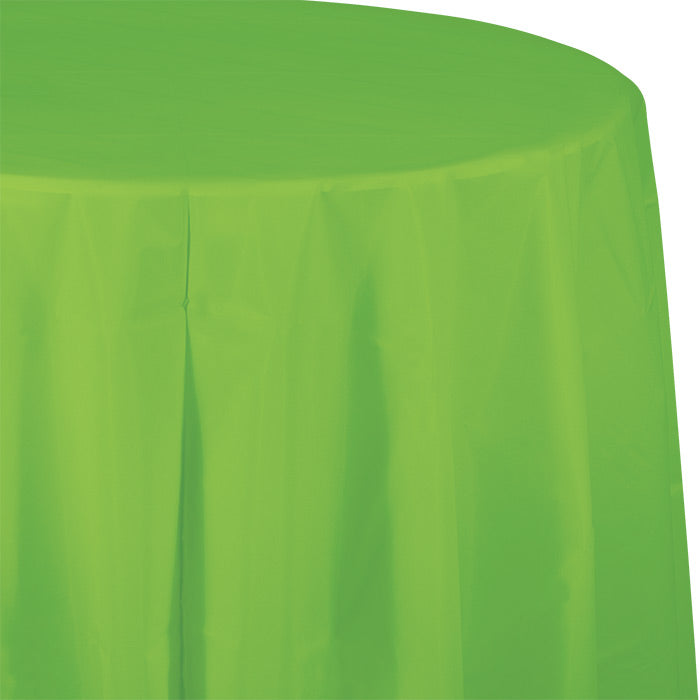 12-Pack Bulk Fresh Lime Round Plastic 82-Inch Table Covers - Waterproof Disposable Party Tablecloths for Birthday, Wedding, Picnic & Outdoor Events