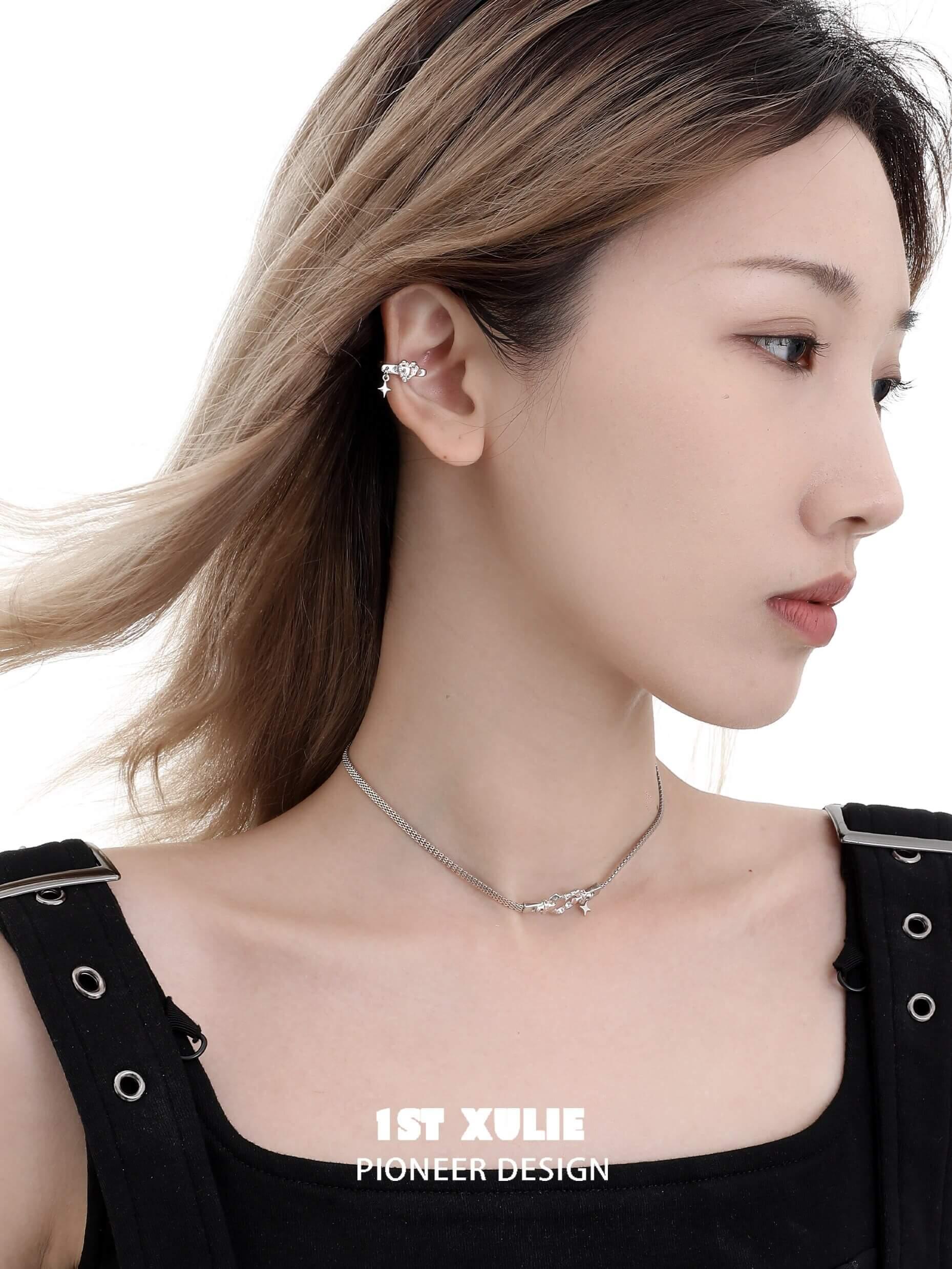 Star Trails S925 Sterling Silver Skeleton Heart Pendant Necklace for Women - Dainty Gothic Jewelry Gift for Valentine's Day, Anniversary & Everyday Wear