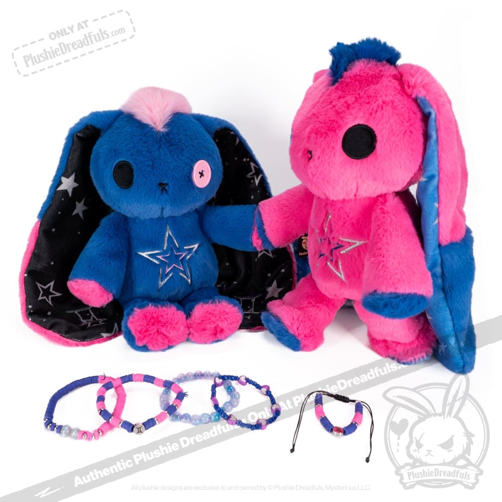 Plushie Dreadfuls Gemini Rabbit - Soft Stacking Friendship Bracelet for Zodiac Lovers, Best Friend Gifts & Everyday Wear