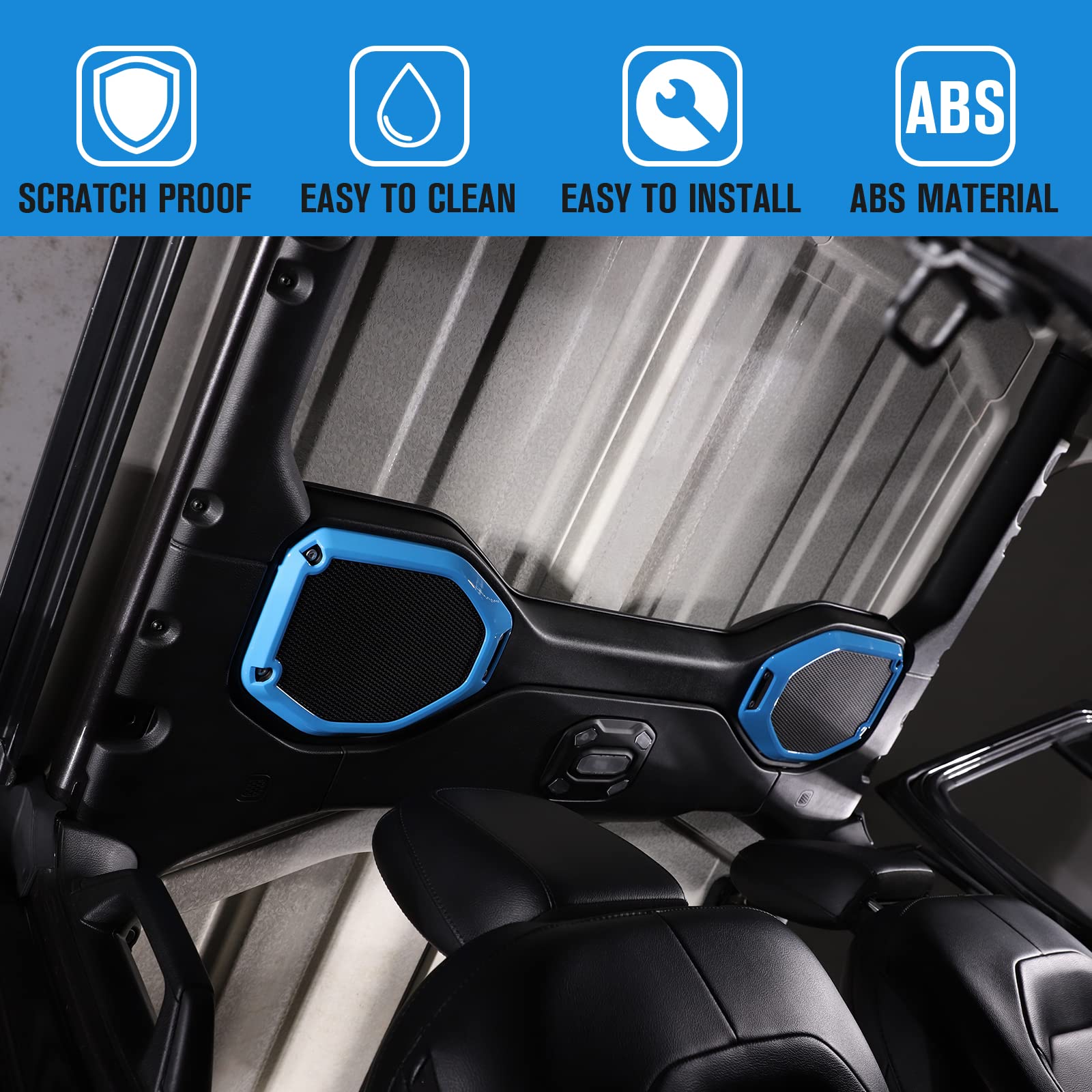 2018-2023 Jeep Wrangler JL JLU Gladiator JT Car Roof Speaker Frame Trim Cover - Light Blue Interior Accessories for Off-Road & Outdoor Adventures