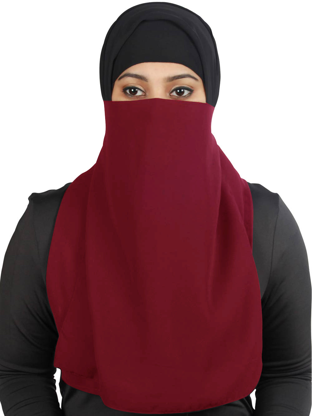 Black Georgette Half Niqab Nosepiece - Breathable & Comfortable Face Cover for Women - Perfect for Daily Wear, Prayer, and Outdoor Activities