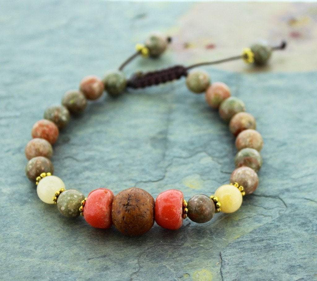 Authentic Jasper and Bodhi Seed Wrist Mala Bracelet - Buddhist Meditation Prayer Beads for Yoga, Mindfulness & Spiritual Healing