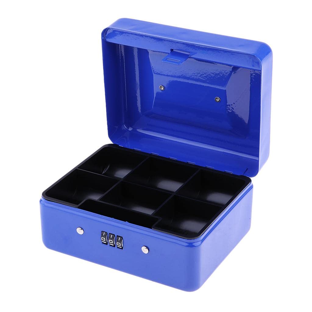 Lockable Cash Box with Key - Secure Money Storage for Jewelry, Coins & Valuables - Ideal for Home, Office & Travel - Blue