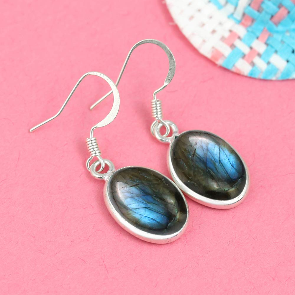 12.40Cts Oval Natural Gemstone Earrings for Women - Handmade Bohemian Dangle Earrings Jewelry, Perfect Gift for Mom & Wife on Mother's Day, Birthday, Anniversary | Elegant for Parties, Weddings & Date Nights