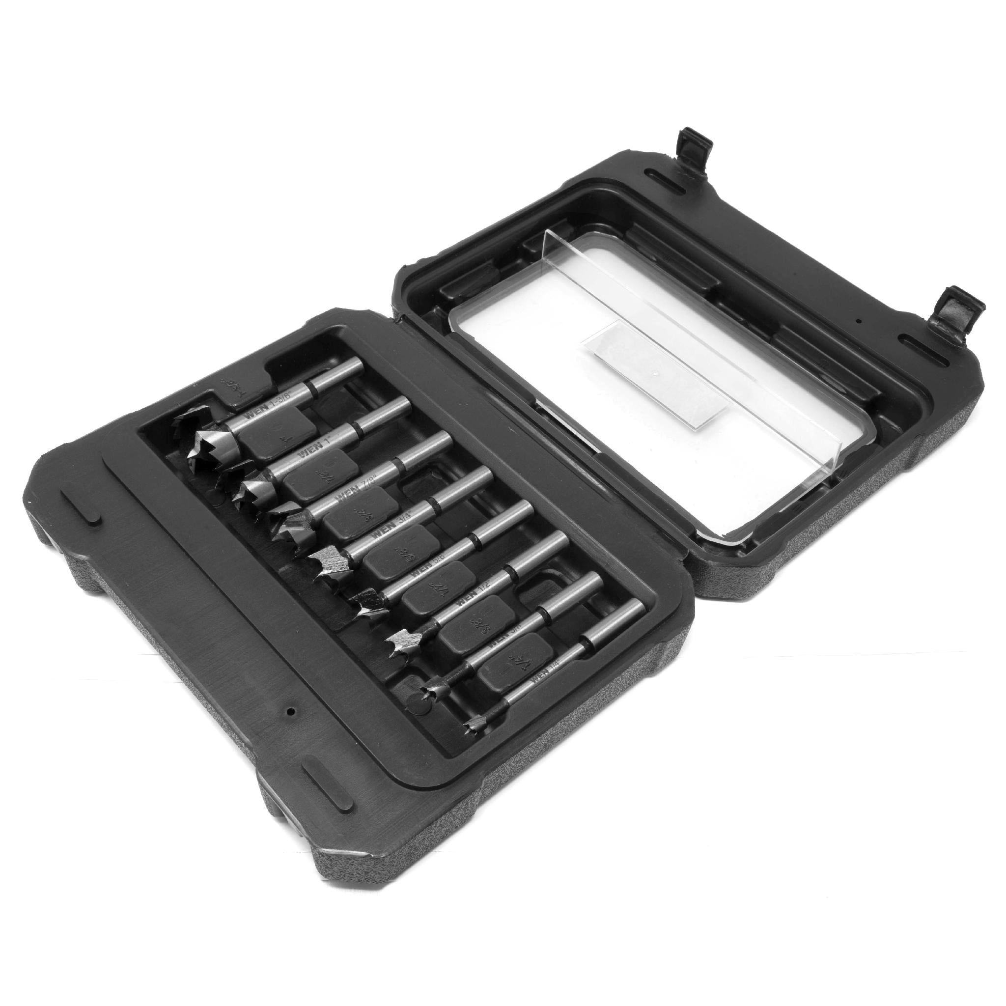 WEN FB3508 8-Piece Forstner Bit Set with Durable Carrying Case - Perfect for Woodworking, Cabinetry & DIY Projects