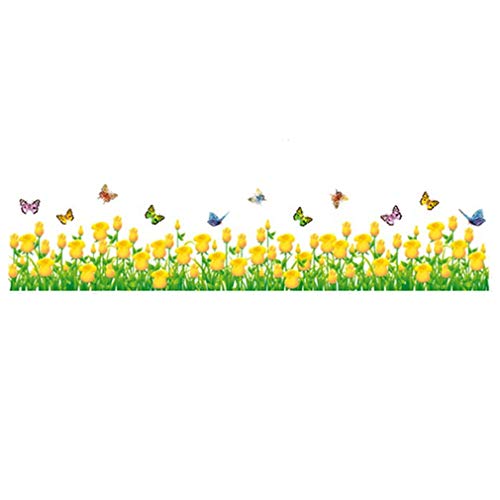 Yellow Tulips Flowers Butterflies Skirting Line