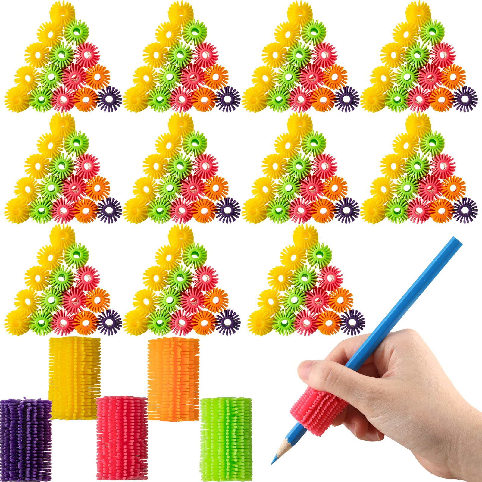 Colorful Squeeze Pencil Holder for Kids - 150 Pack, Handwriting Aid & Grip Trainer for School & Art