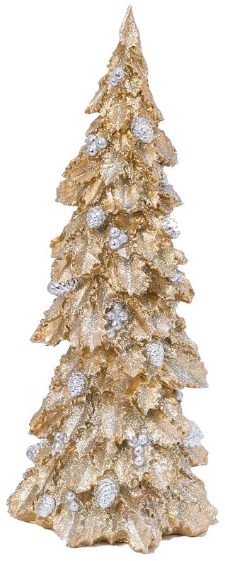 14 Pack Resin Gold & Silver Glitter Christmas Trees - Mini Holiday Decor for Tabletop, DIY Crafts, Party Centerpieces & Festive Home Decorations