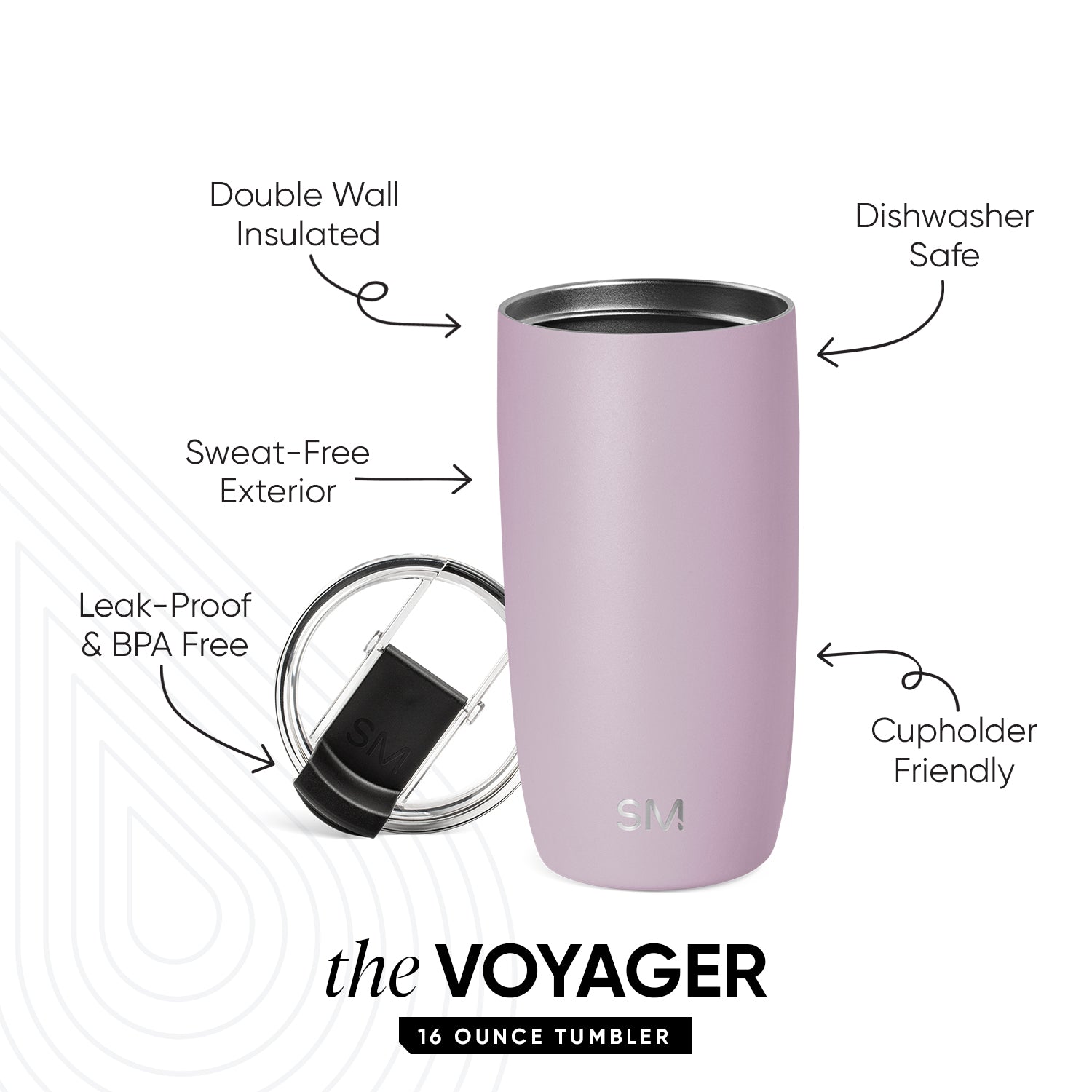 Voyager 20oz Insulated Tumbler with Clear Flip Lid & Straw - Leakproof Stainless Steel Travel Mug for Hot & Cold Drinks - Perfect for Coffee, Tea, Water on the Go, Office, Gym, Hiking & Outdoor Activities