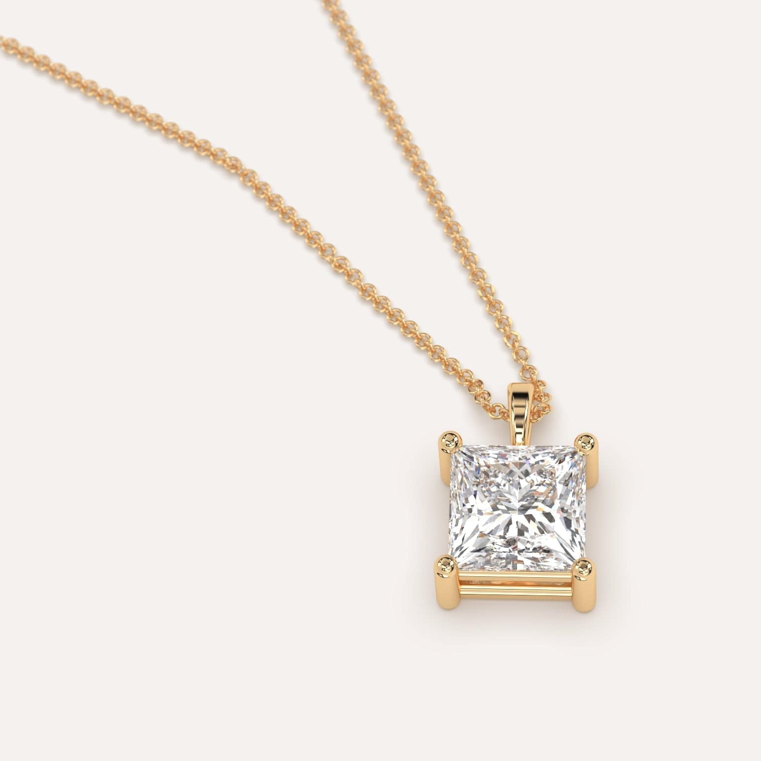 2 Carat Princess Cut Diamond Pendant Necklace - 14K White Gold Solitaire Pendant for Women - Perfect for Anniversary, Engagement & Special Occasions