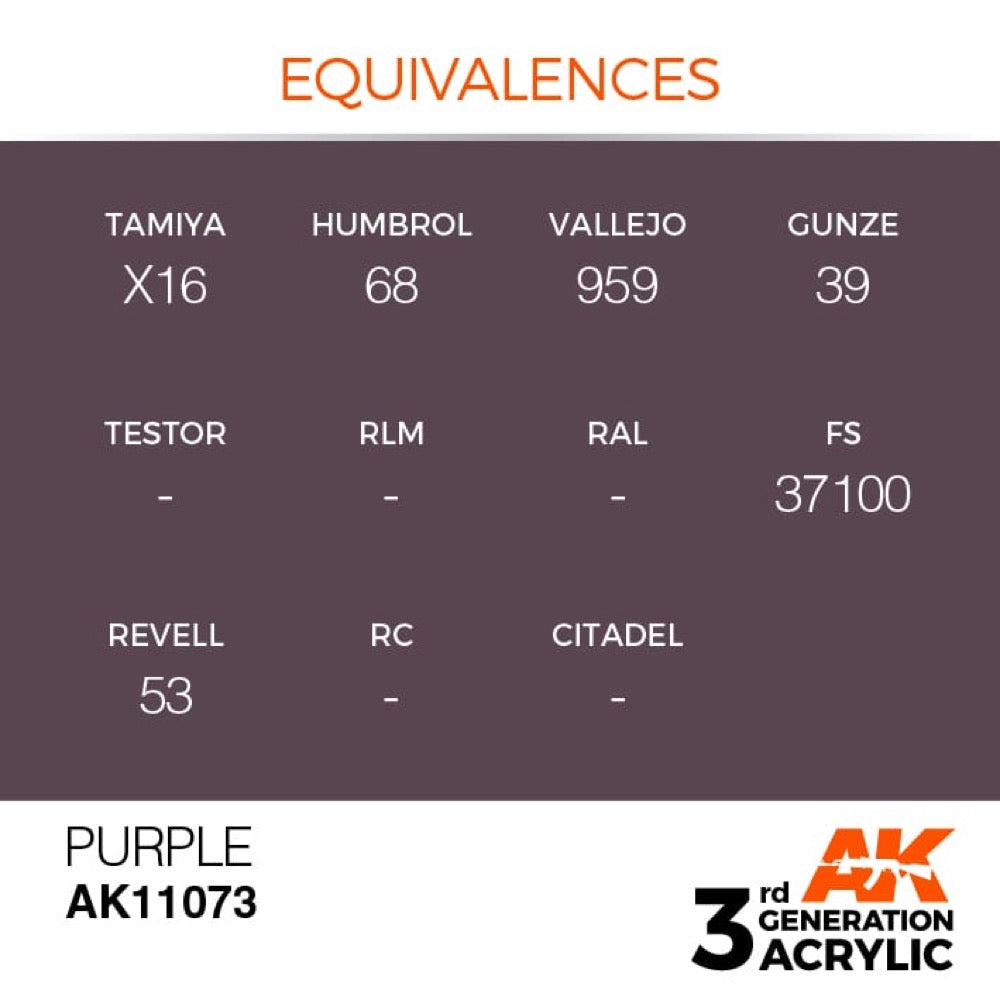 AK Interactive AK11073 Purple Acrylic Paint - 17ml Bottle (3rd Gen) for Miniature Painting, Model Kits & DIY Crafts