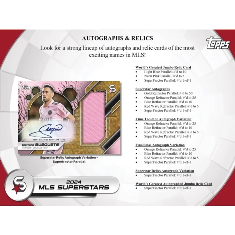 2024 Topps MLS Superstars Soccer Trading Cards Hobby Box - Collectible Cards for Soccer Fans & Sports Memorabilia Enthusiasts - Perfect for Gifts, Collections, and Game Day Excitement