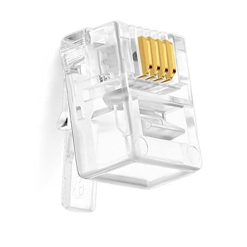 Premium 4-Pin RJ11 6P4C Modular Telephone Plug - Crystal Head Network Connector for Phone Cord & Crimp Adapter (Pack of 20) - Ideal for Home/Office Phone Wiring & Telecom Installations