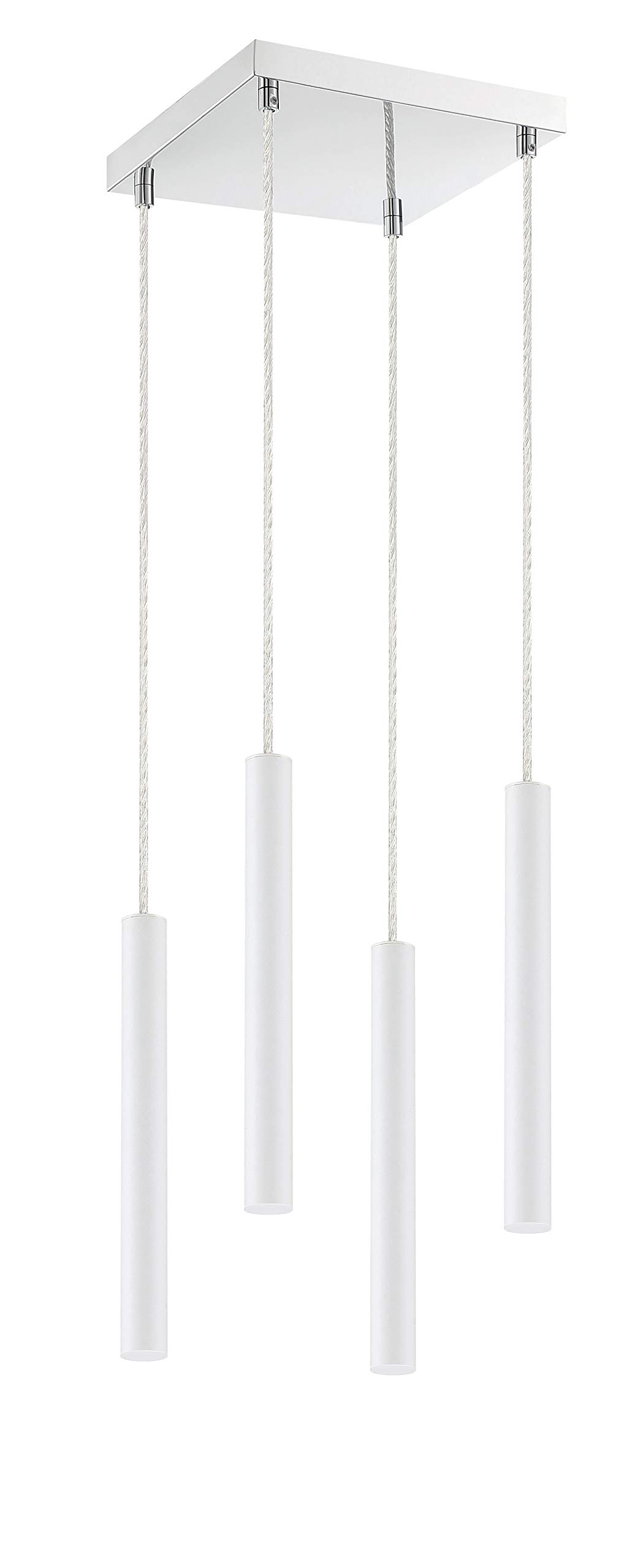 4-Light Matte White Pendant Lighting Fixture for Kitchen Island, Dining Room & Billiard Table - Modern Farmhouse & Industrial Style Chandelier