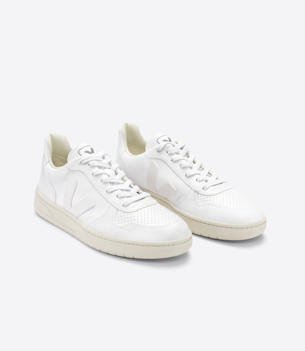 Veja V10 Sneakers - White Vegan Leather Sustainable Running Shoes for Men & Women | Eco-Friendly Fashion for Casual Wear & Gym Workouts
