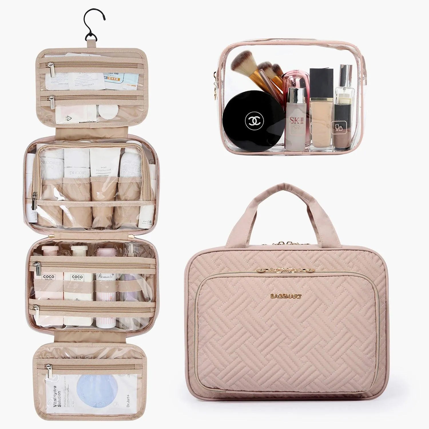 Space Saver Pro Hanging Toiletry Bag - Waterproof Travel Cosmetic Organizer for Bathroom, Camping & Gym - Compact Hanging Toiletry Case with Multiple Pockets