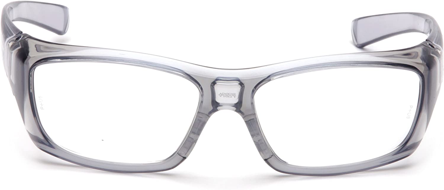 Pyramex SG7910DRX Safety Glasses - Gray Frame with Clear Lens, Rxable & ANSI Z87.1 Certified for Eye Protection - Perfect for Construction, Woodworking & DIY Projects
