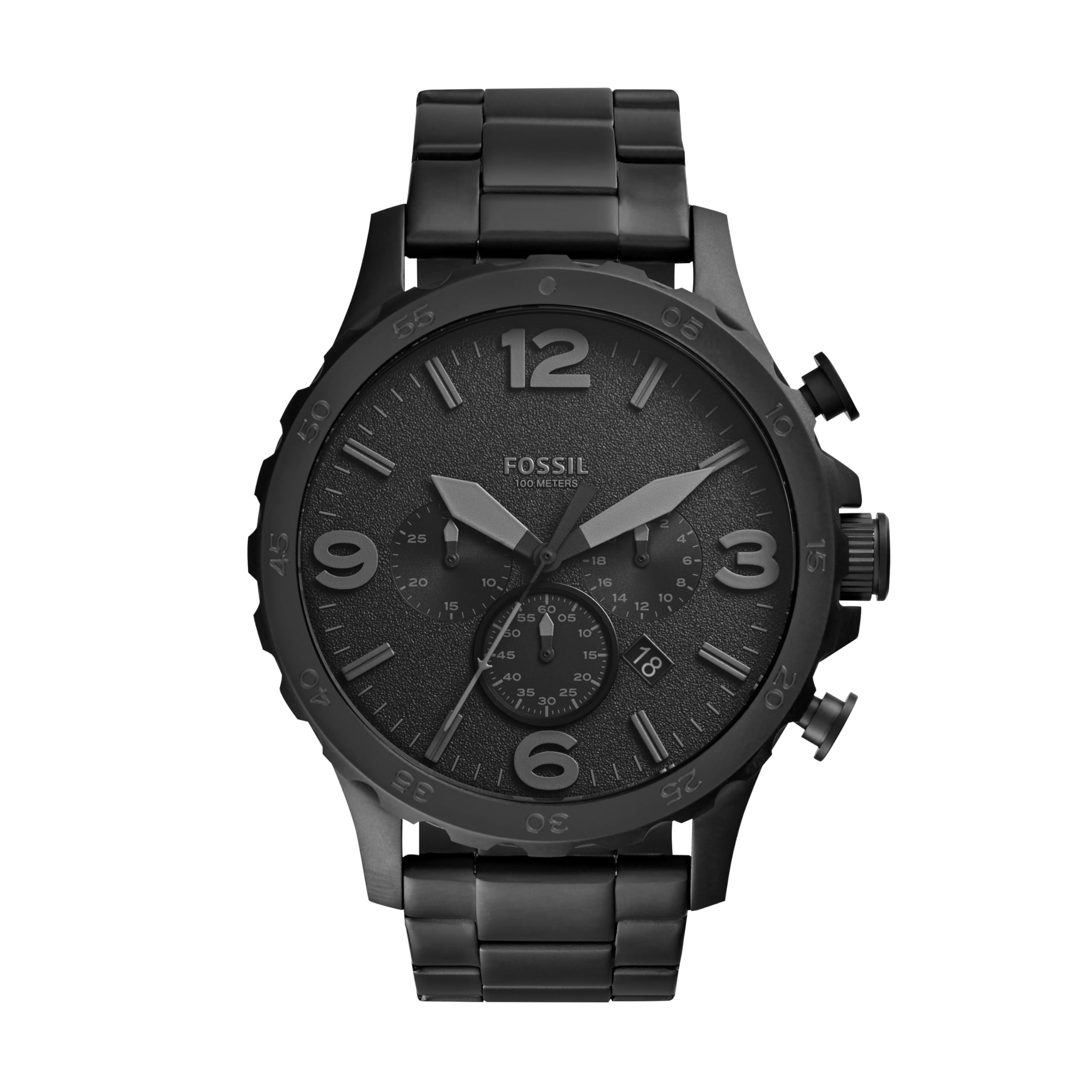 Fossil Men's Nate Quartz Chronograph Watch - Stainless Steel Band, Water Resistant, Casual & Dress Style - Perfect for Business, Office, and Everyday Wear
