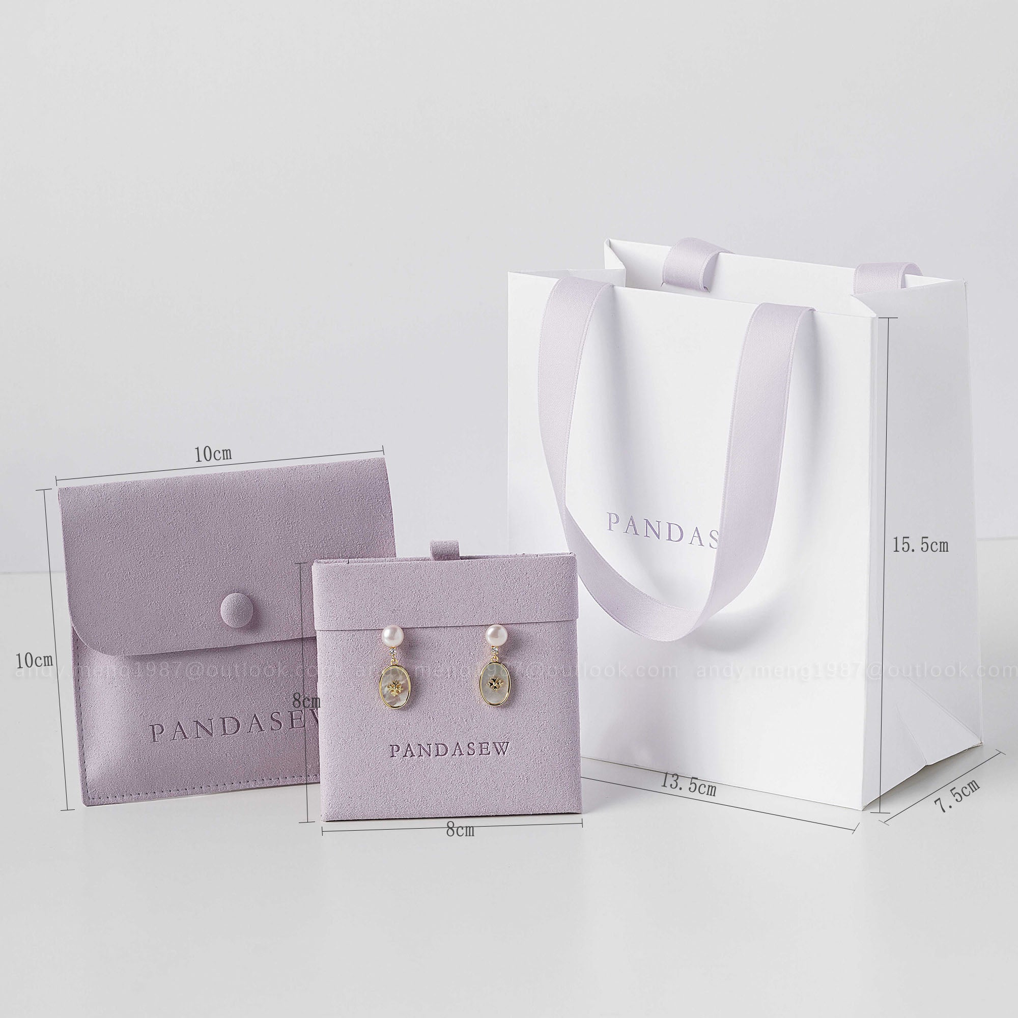 50 Sets Jewelry Packaging Paper Bags with Microfiber Snap Pouches - Jewelry Holder & Displayer Combo for Retail Stores, Boutiques & Gift Shops - Free Shipping ZH 04
