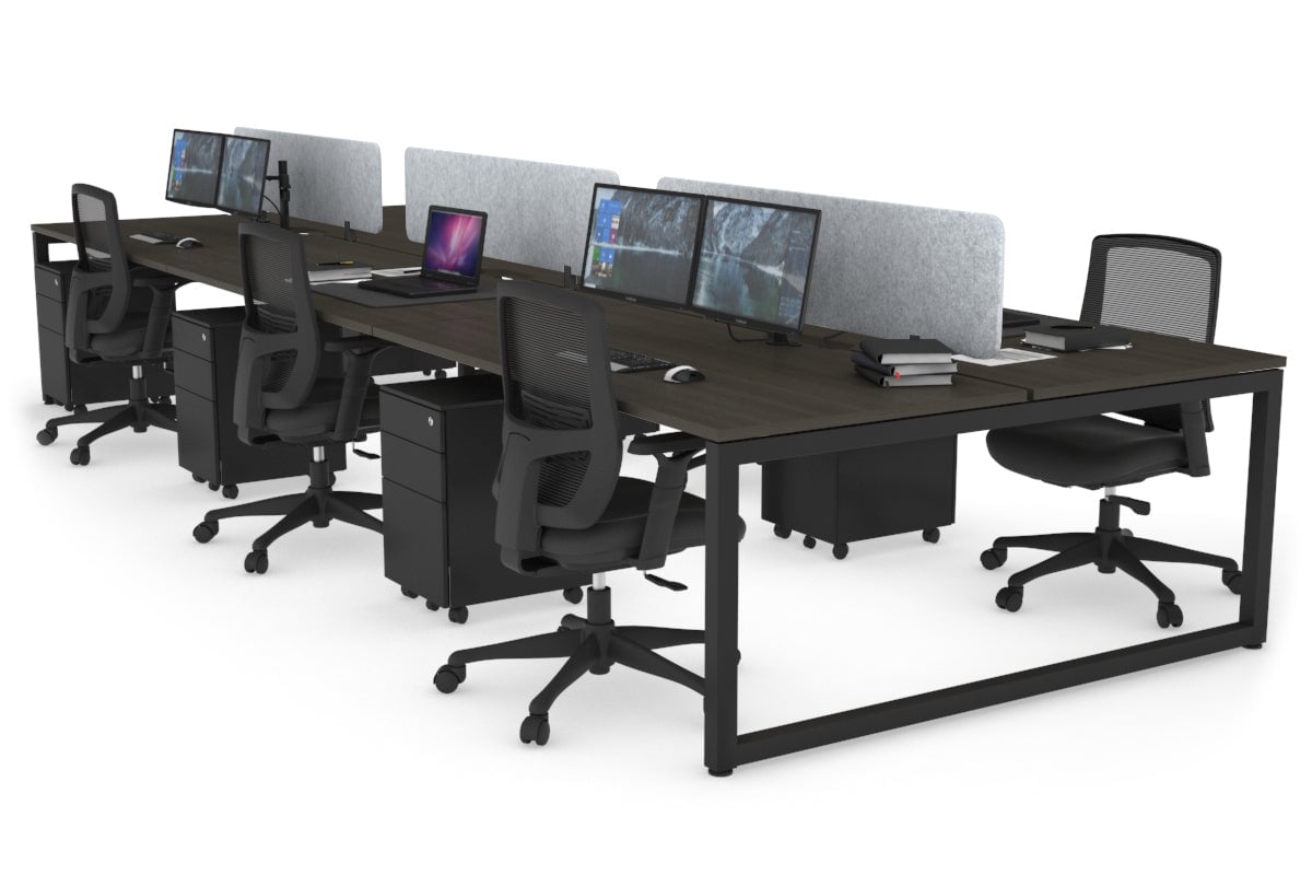 Quadro Loop Legs 6-Person Office Workstation - 1400L x 800W with Cable Management - Perfect for Open Office Layouts & Collaborative Workspaces