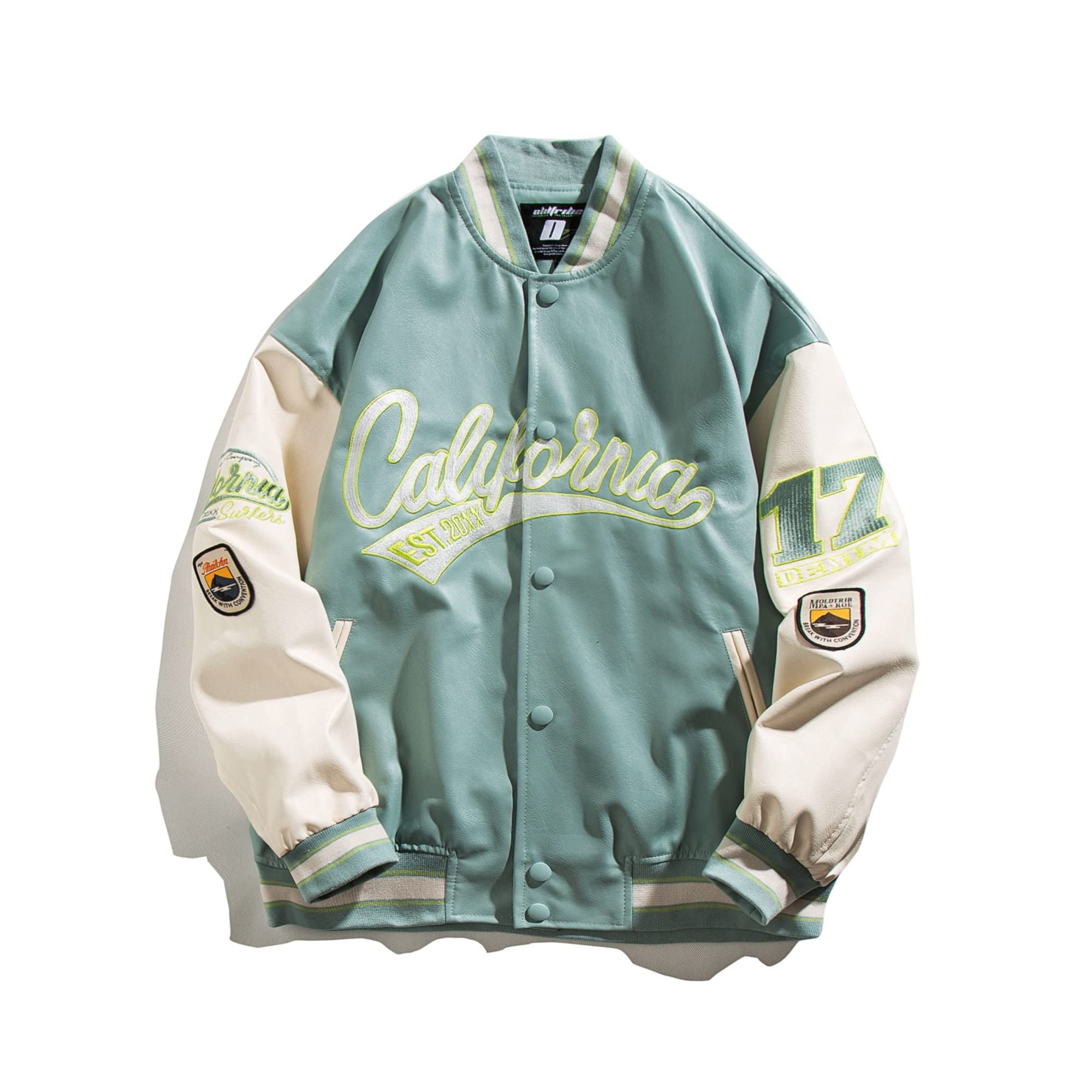 Vintage Baseball Varsity Jacket for Men & Women - Retro Color Block Letter Bomber Coat with Pockets | Long Sleeve Athletic Jacket for Casual Wear, Sports Events & Street Fashion