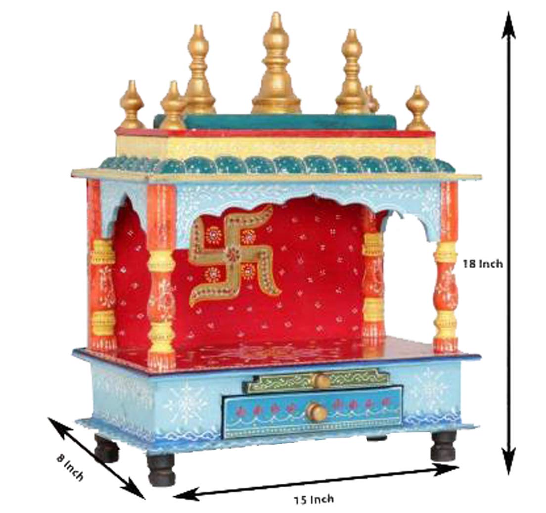 Handcrafted Wooden Pooja Mandir for Home & Office - Traditional Indian Prayer Temple for Navratri, Diwali & Festive Decor - Perfect for Daily Worship, Meditation & Spiritual Gifting