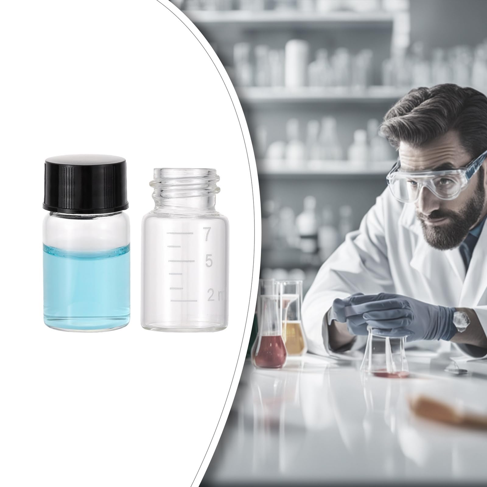 24Pcs 7ml Small Glass Vials with Lids - Empty Refillable Perfume Travel Bottles, Lab Sample Vials with Screw Caps for Essential Oils & Liquids (12Pcs Include Graduated Measuring Scale) - Perfect for DIY Perfumes, Aromatherapy & Travel Toiletries