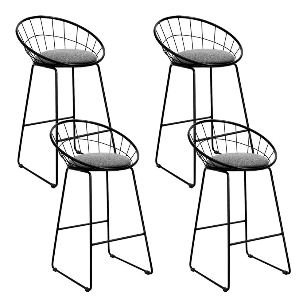 4 Bar Stools with Padded Seat & Metal Frame - Perfect for Kitchen Island, Breakfast Bar & Home Decor