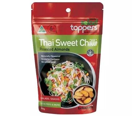 Belladotti Thai Sweet Chili Sliced Almonds 90g - Crunchy Salad Toppers for Asian-Inspired Dishes, Perfect for Salads, Grilled Chicken, Fish & Rice Bowls