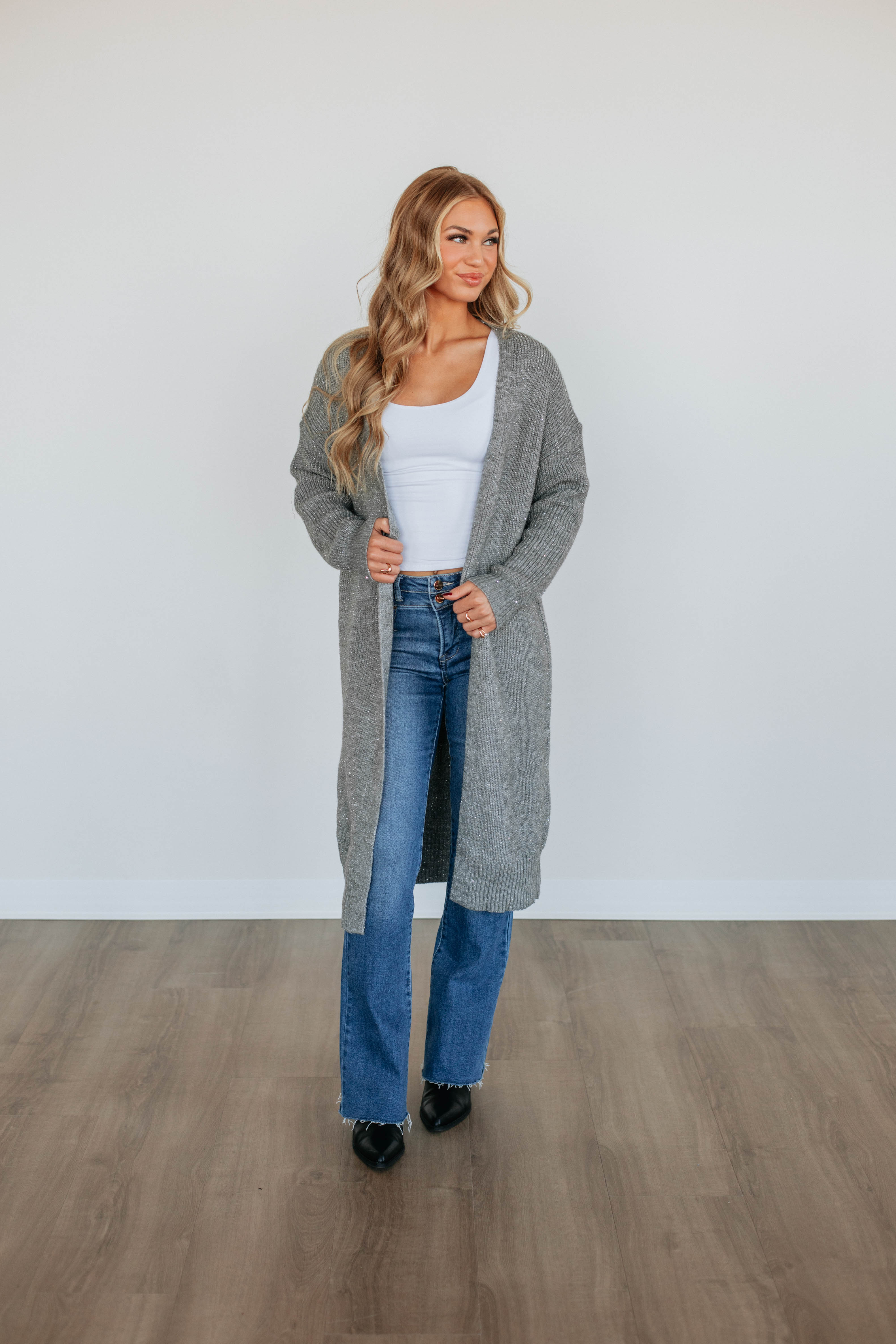 Elegant & Stylish Women's Cardigan Sweater - Heather Grey - Perfect for Office Wear & Casual Outfits