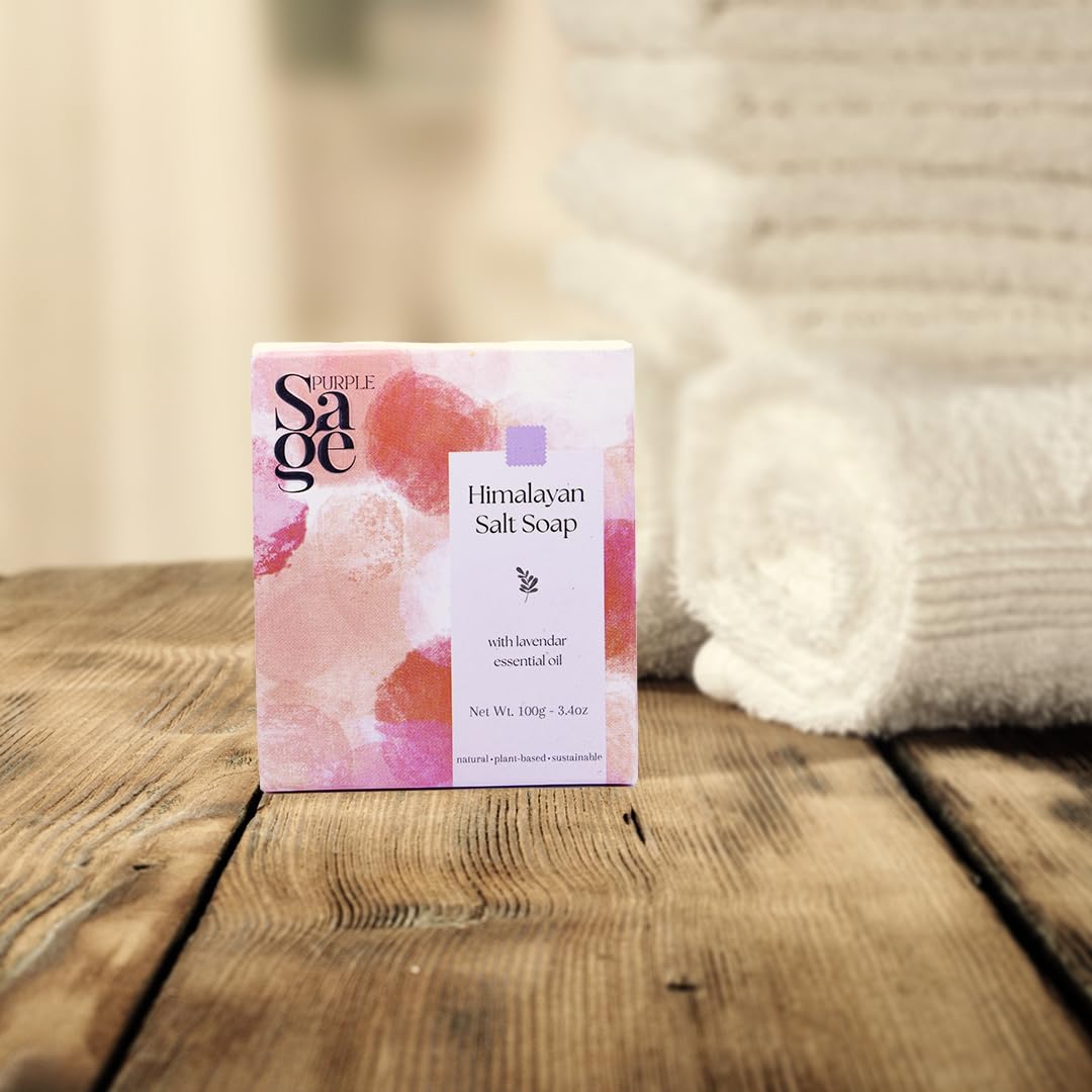 PURPLE SAGE Himalayan Salt Soap & Charcoal Soap Set - 100% Natural, Vegan, Paraben & Sulfate Free - Eco-Friendly Skincare for Men & Women - Perfect for Sensitive Skin & Daily Cleansing