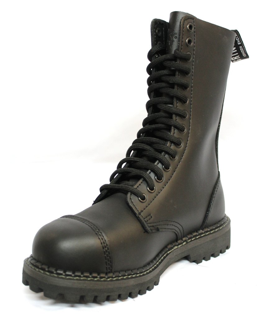 Grinders Herald 2015 Matte Black Steel Toe Military Boots for Men & Women - Punk Style Work Boots with Safety Toe Cap - Perfect for Construction, Motorcycle Riding and Outdoor Adventures