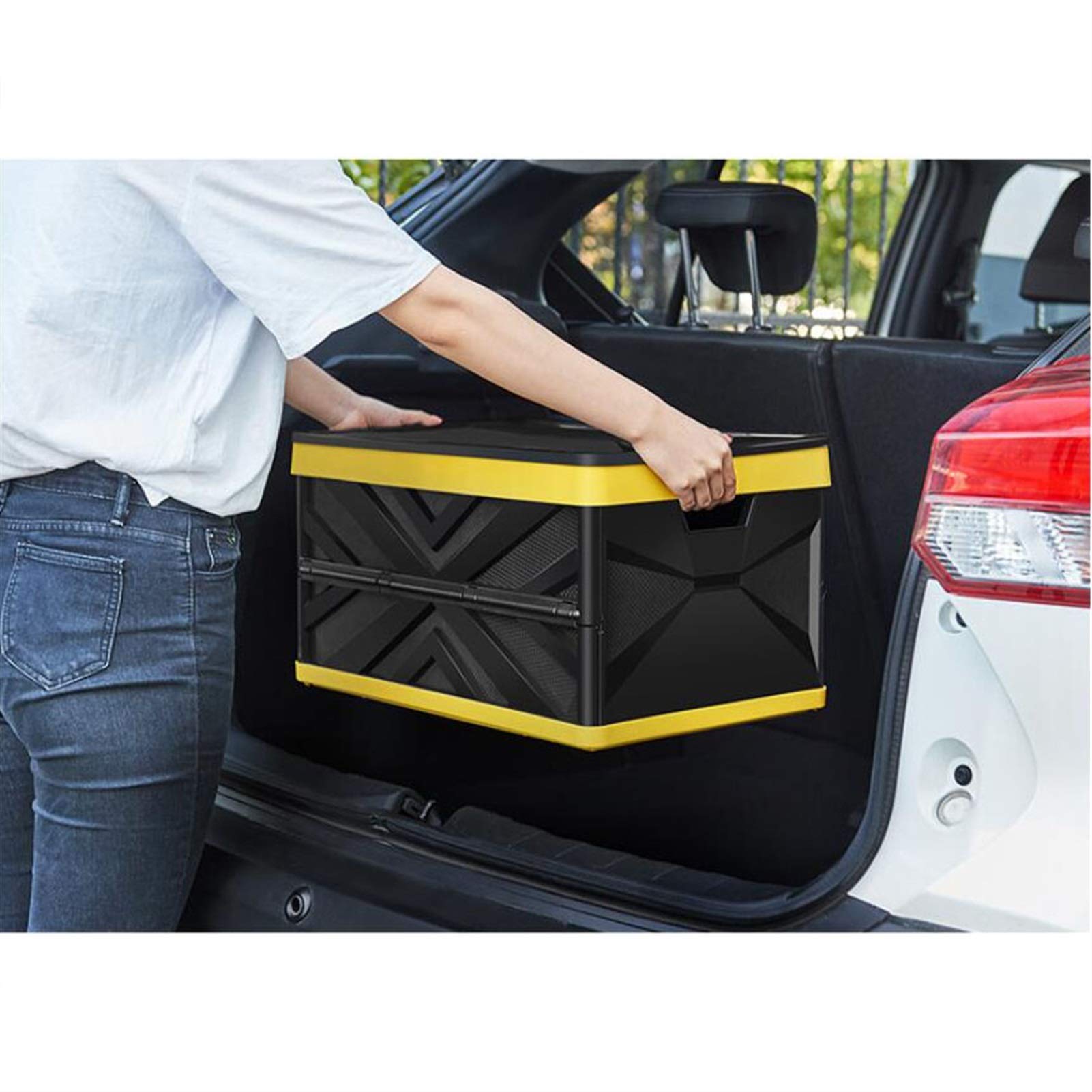 Collapsible Plastic Storage Bins - Foldable 55L Storage Box for Camping, Travel, Home & Office Organization (Black) - Space-Saving Solution for Clothes, Toys & Gear