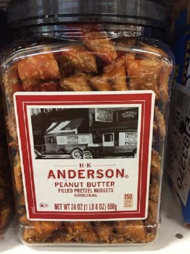 H.K. Anderson Original Peanut Butter Filled Pretzels 24oz (2-Pack) - Crunchy Snack for Office, School & Road Trips